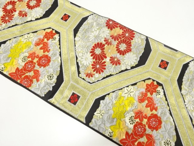 JAPANESE KIMONO / ANTIQUE HANASHUKUGAWA PATTERN WOVEN FUKURO OBI (WEAR