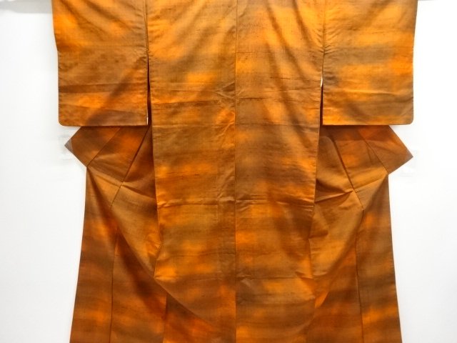 JAPANESE KIMONO / ANTIQUE PATTERN-WOVEN TSUMUGI KIMONO