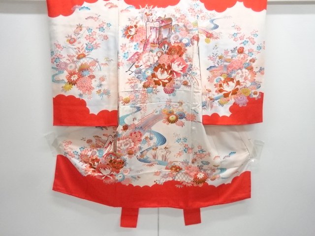 JAPANESE KIMONO / CHILDRENS KIMONO / FLORAL PATTERNS A GOSHO-GURUMA