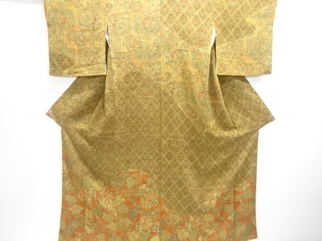 JAPANESE KIMONO / CHIRIMEN FABRIC / FLOWER / BIRD KIMONO FOR SUMMER PA