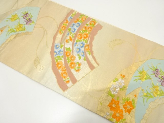 JAPANESE KIMONO / ANTIQUE FUKURO OBI / WOVEN JIGAMI PATTERN