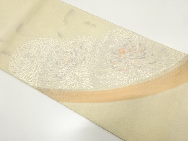 JAPANESE KIMONO / ANTIQUE FUKURO OBI / EMBROIDERY / KIKU