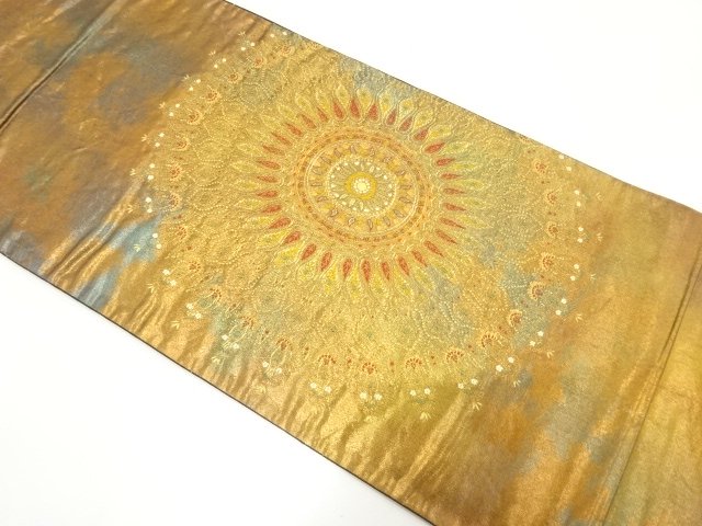 JAPANESE KIMONO / ANTIQUE FUKURO OBI / WOVEN FLOWER CREST