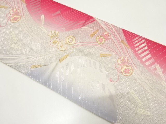 JAPANESE KIMONO / ANTIQUE FUKURO OBI / WOVEN DRUM