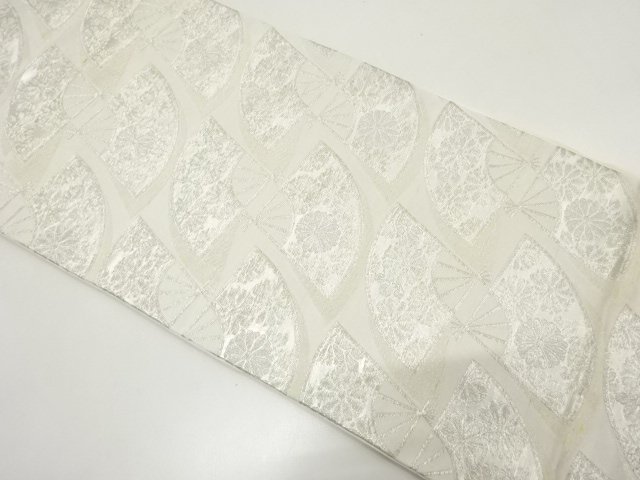 JAPANESE KIMONO / ANTIQUE FUKURO OBI / FLORAL PATTERNS WOVEN A FAN DES