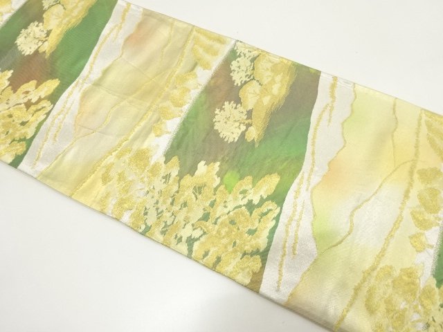 JAPANESE KIMONO / ANTIQUE FUKURO OBI / WOVEN TREE PATTERN A DISTANT MO