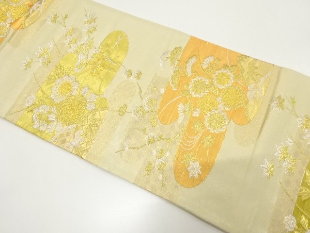 JAPANESE KIMONO / ANTIQUE FUKURO OBI / CHRYSANTHEMUM / PEONY / PLUM BL