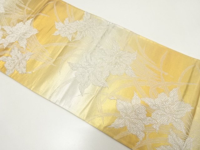 JAPANESE KIMONO / ANTIQUE ORCHID PATTERN WOVEN FUKURO OBI (MATERIALS)