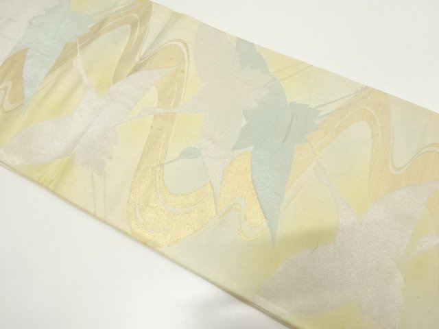 JAPANESE KIMONO / ANTIQUE FUKURO OBI / WOVEN PATTERN OF CRANES / A FLO