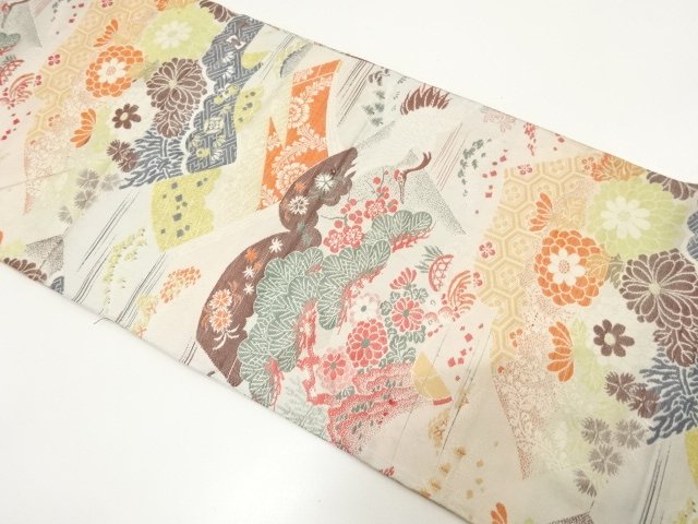 JAPANESE KIMONO / ANTIQUE READING BOOK / CRANE / FLORAL PATTERNS WOVEN