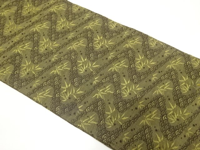 JAPANESE KIMONO / ANTIQUE SASAKI AONAMI PATTERN WOVEN MARU OBI (MATERI
