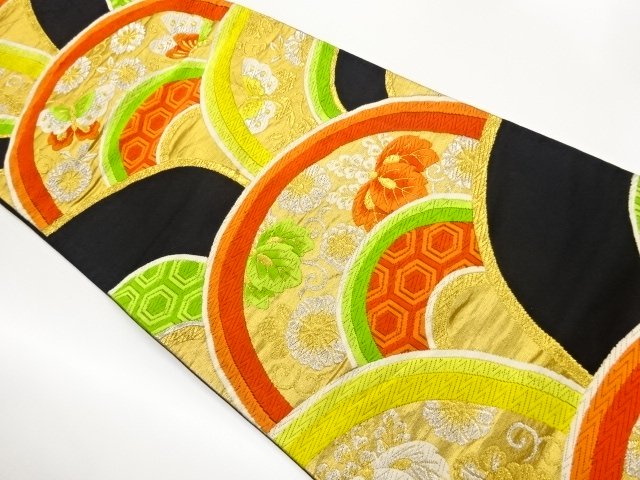 JAPANESE KIMONO / FUKURO OBI / WOVEN SEIGAIHA & FLOWER 