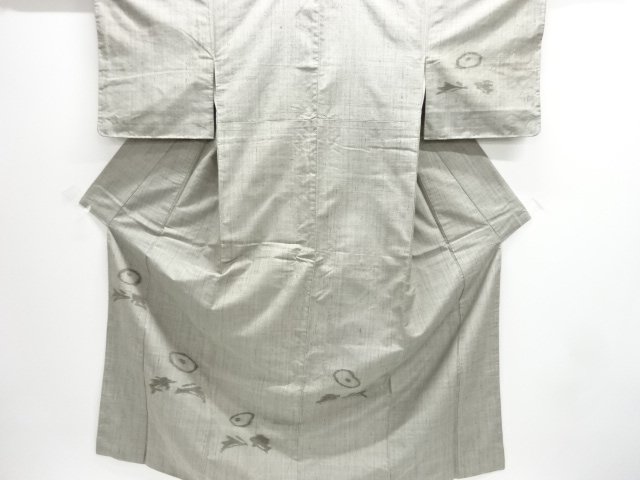 未使用品　万寿菊模様織出し手織り真綿紬訪問着