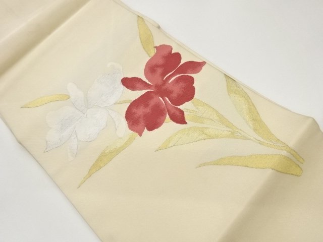 抽象蘭模様織出し名古屋帯