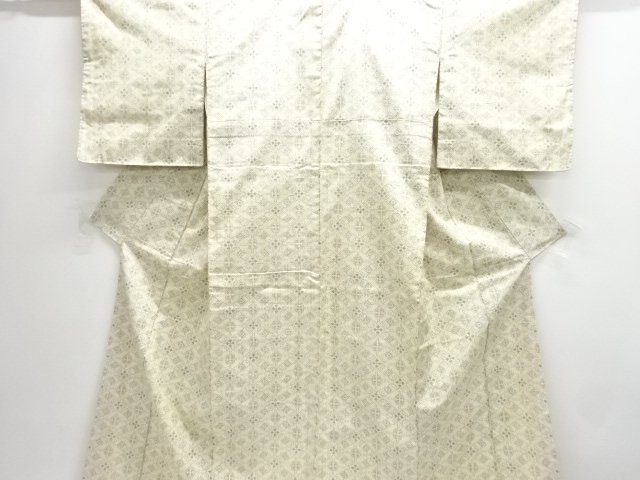 アンティーク　襷に花模様織出し手織り紬着物