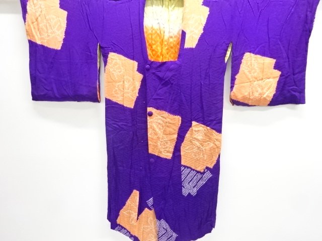 JAPANESE KIMONO / ANTIQUE MICHIYUKI COAT / SILK / MON KINSHA / SHIBORI / FLOWER