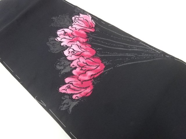 アンティーク　薔薇模様織出し名古屋帯（着用可）