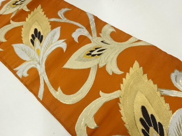 アンティーク　唐花模様織出し名古屋帯（着用可）