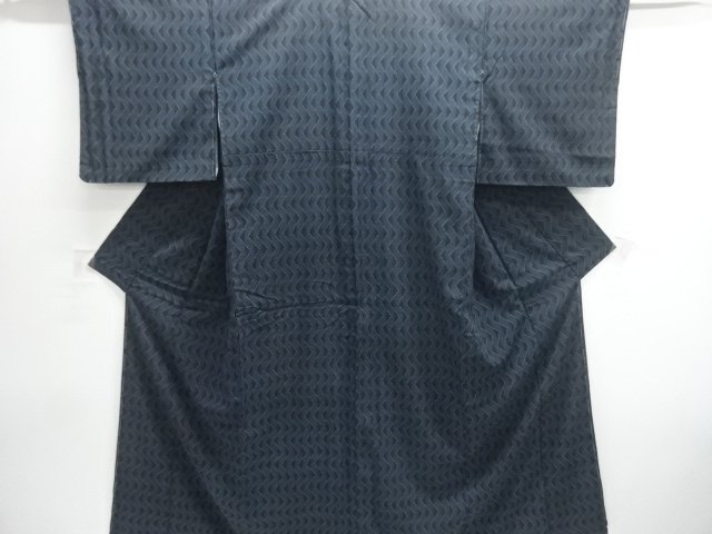 大正ロマン　抽象模様織出し本塩沢着物
