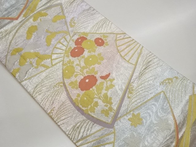 扇に松菊紅葉模様織り出し袋帯