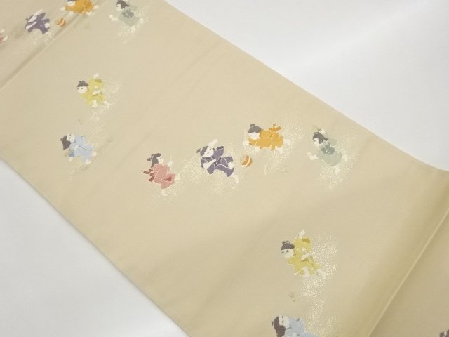 童子模様織り出し袋帯