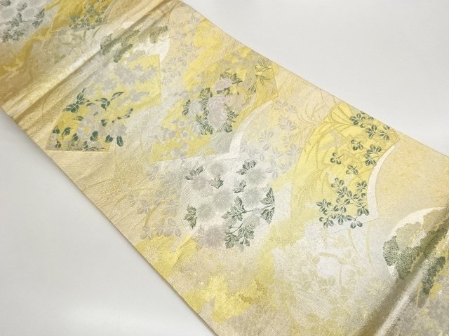 地紙・丸に秋草模様織り出し袋帯