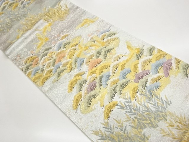 JAPANESE KIMONO / FUKURO OBI / WOVEN SHOCHIKU & CRANE 