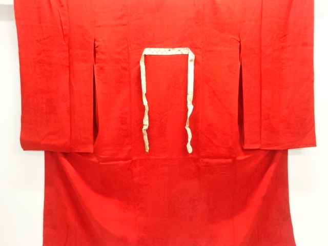 JAPANESE KIMONO / ANTIQUE JUBAN / SILK / MON KINSHA / WOVEN CLAMS