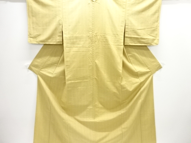 未使用品　仕立て上がり　縞織り出し手織り紬単衣着物
