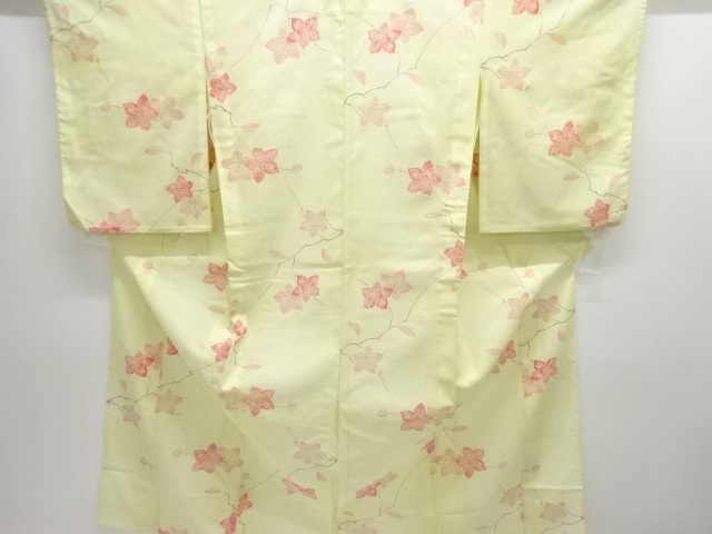 駒絽枝花模様小紋着物
