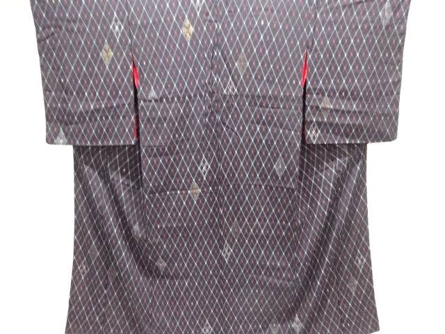 JAPANESE KIMONO / ANTIQUE KIMONO / TAISHO ROMAN STYLE / DIAGONAL GRID