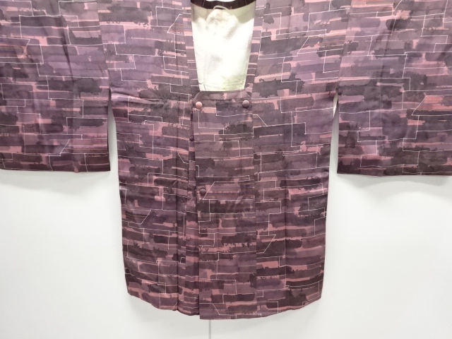 JAPANESE KIMONO / MICHIYUKI COAT / SILK / ABSTRACT PATTERN