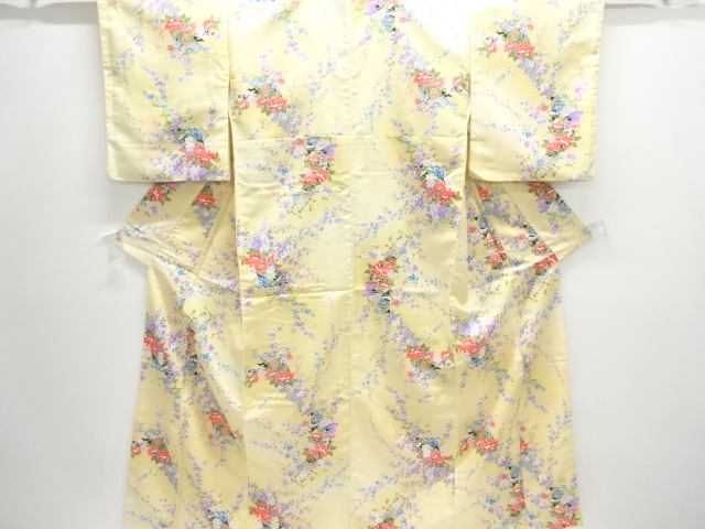 JAPANESE KIMONO / KOMON / FLOWER FOLDING FAN PATTERN