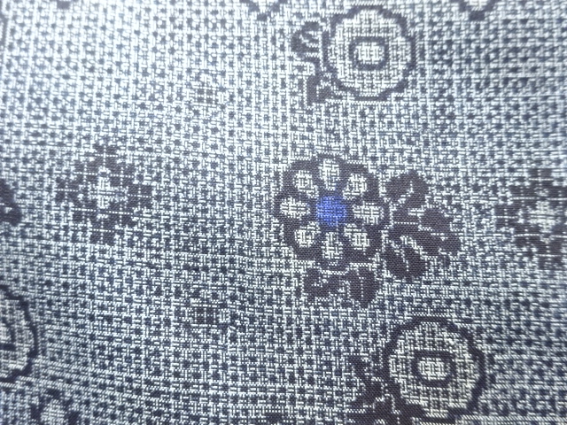 JAPANESE KIMONO / ANTIQUE KIMONO / SILK / DOROZOME / OSHIMA TSUMUGI / WOVEN KIKU