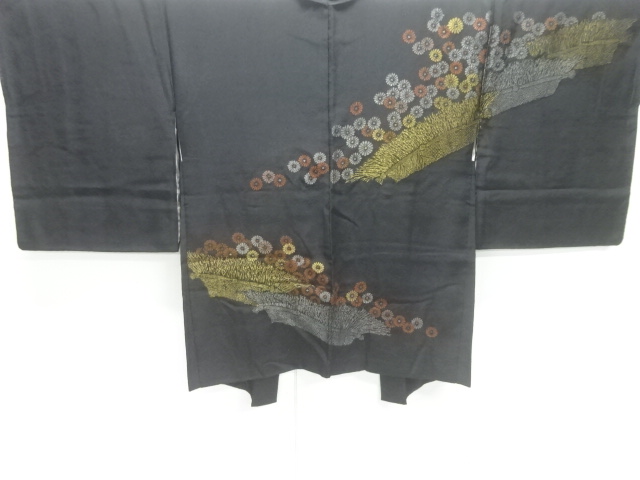 JAPANESE ANTIQUE HAORI / TAISHO ROMAN STYLE / URUSHI / WOVEN FLOWER