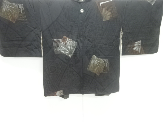 JAPANESE ANTIQUE HAORI / TAISHO ROMAN STYLE / URUSHI / WOVEN SHIKISHI PATTERN