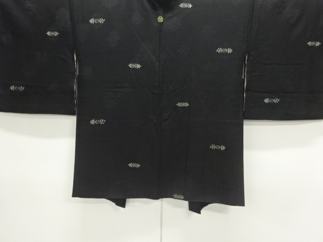 大正ロマン　花模様織出し一ツ紋羽織