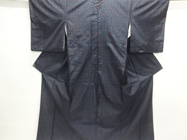 JAPANESE KIMONO / DORO OSHIMA TSUMUGI / WOVEN ABSTRACT KIKKO PATTERN