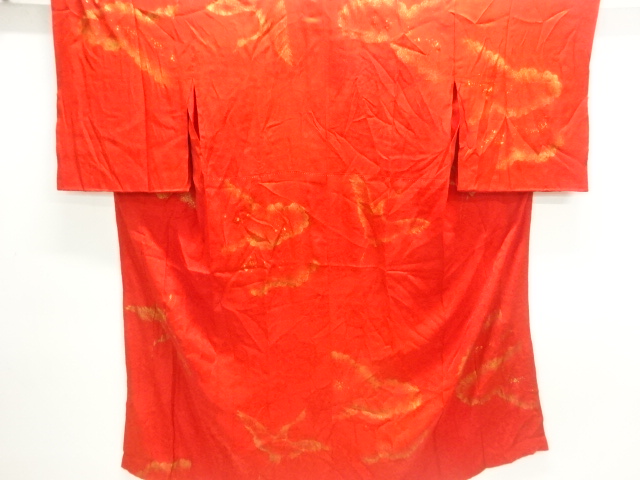 JAPANESE KIMONO / ANTIQUE JUBAN / SILK / MON KINSHA / CRANE