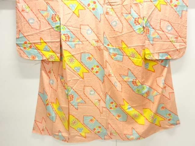 JAPANESE KIMONO / ANTIQUE HITOE JUBAN / SILK / FLOWER