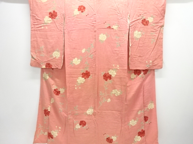 アンティーク　紋錦紗　枝花模様着物