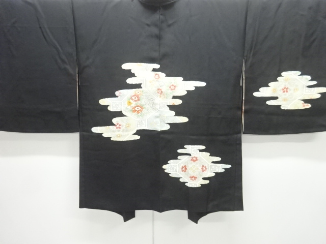 JAPANESE HAORI COAT / EMBROIDERY / MIST & PEONY