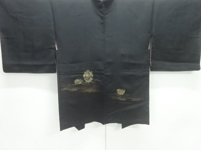 漆茶道具模様織り出し絵羽織