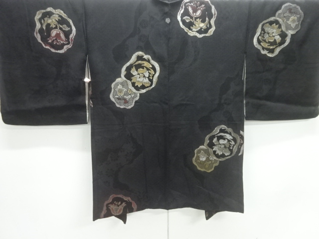 大正ロマン　漆花模様織り出し羽織