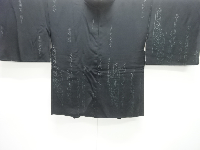 JAPANESE ANTIQUE HAORI / TAISHO ROMAN STYLE / SILK / WOVEN WEEPING LEAVES