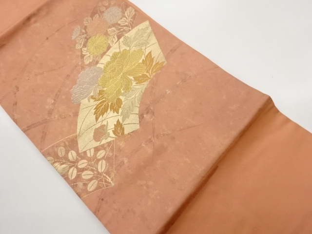 引箔地紙に花葉模様織出し名古屋帯