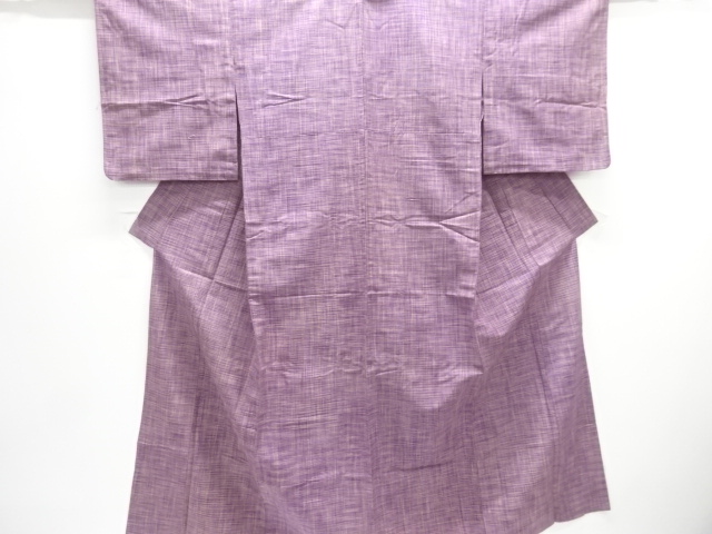 アンティーク　小格子織り出し手織り紬単衣着物