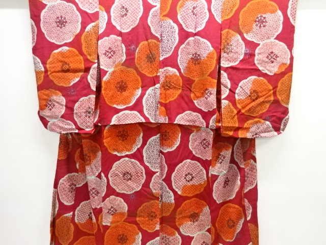 JAPANESE KIMONO / ANTIQUE KIMONO / SILK / KINSHA / FLORAL CREST