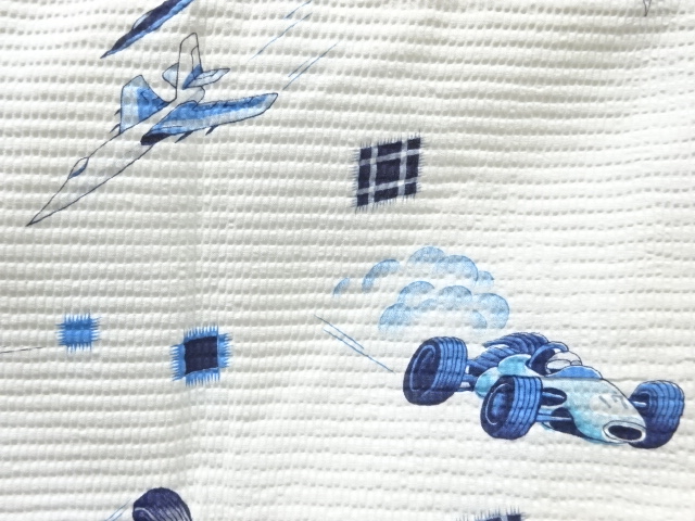 アンティーク　乗り物模様男児浴衣