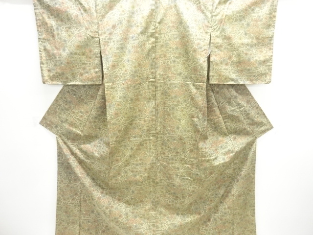 未使用品　草花模様織り出し西陣お召着物